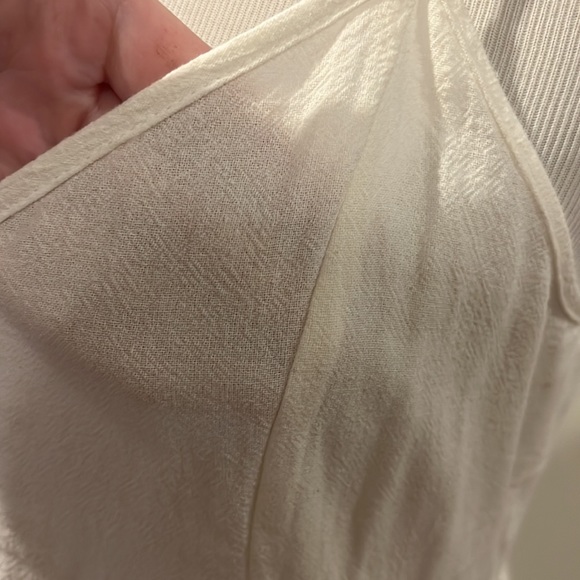 Linen feeling front button up midi dress Size M in white - Picture 4 of 8